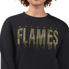 NHL Calgary Flames G-III 4Her by Carl Banks Women's Metallic Drop Printed Fleece Sweatshirt - Black