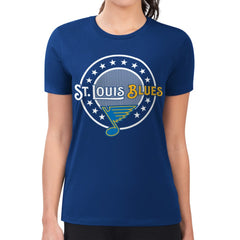 NHL St. Louis Blues G-III 4Her by Carl Banks Women's Super-Slim Lightweight Pinstripe Circle Graphic T-Shirt - Royal