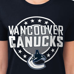 NHL Vancouver Canucks G-III 4Her by Carl Banks Women's Super-Slim Lightweight Pinstripe Circle Graphic T-Shirt - Navy