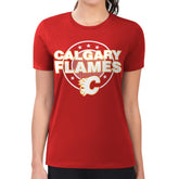 NHL Calgary Flames G-III 4Her by Carl Banks Women's Super-Slim Lightweight Pinstripe Circle Graphic T-Shirt - Red