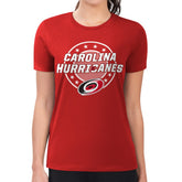 NHL Carolina Hurricanes G-III 4Her by Carl Banks Women's Super-Slim Lightweight Pinstripe Circle Graphic T-Shirt - Red