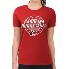 NHL Carolina Hurricanes G-III 4Her by Carl Banks Women's Super-Slim Lightweight Pinstripe Circle Graphic T-Shirt - Red