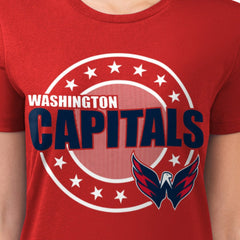 NHL Washington Capitals G-III 4Her by Carl Banks Women's Super-Slim Lightweight Pinstripe Circle Graphic T-Shirt - Red