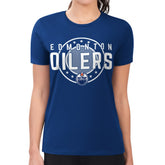 NHL Edmonton Oilers G-III 4Her by Carl Banks Women's Super-Slim Lightweight Pinstripe Circle Graphic T-Shirt - Royal