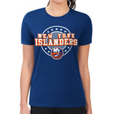 NHL New York Islanders G-III 4Her by Carl Banks Women's Super-Slim Lightweight Pinstripe Circle Graphic T-Shirt - Royal
