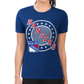 NHL New York Rangers G-III 4Her by Carl Banks Women's Super-Slim Lightweight Pinstripe Circle Graphic T-Shirt - Royal