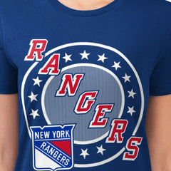 NHL New York Rangers G-III 4Her by Carl Banks Women's Super-Slim Lightweight Pinstripe Circle Graphic T-Shirt - Royal