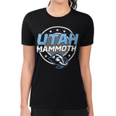 NHL Utah Mammoth G-III 4Her by Carl Banks Women's Super-Slim Lightweight Pinstripe Circle Graphic T-Shirt - Black
