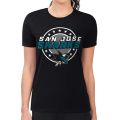 NHL San Jose Sharks G-III 4Her by Carl Banks Women's Super-Slim Lightweight Pinstripe Circle Graphic T-Shirt - Black