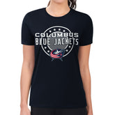 NHL Columbus Blue Jackets G-III 4Her by Carl Banks Women's Super-Slim Lightweight Pinstripe Circle Graphic T-Shirt - Navy