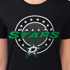 NHL Dallas Stars G-III 4Her by Carl Banks Women's Super-Slim Lightweight Pinstripe Circle Graphic T-Shirt - Black