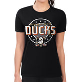 NHL Anaheim Ducks G-III 4Her by Carl Banks Women's Super-Slim Lightweight Pinstripe Circle Graphic T-Shirt - Black