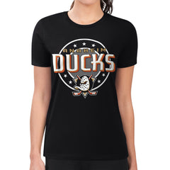 NHL Anaheim Ducks G-III 4Her by Carl Banks Women's Super-Slim Lightweight Pinstripe Circle Graphic T-Shirt - Black