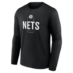 Brooklyn Nets Center Court Name & Number Custom Long Sleeve T-Shirt Black