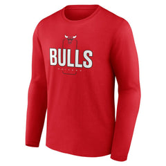 Chicago Bulls Center Court Name & Number Custom Long Sleeve T-Shirt Red