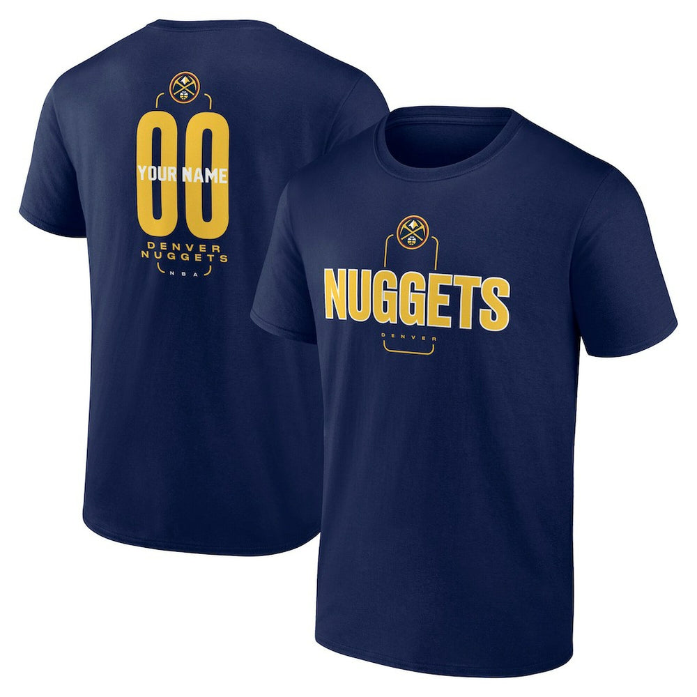 Denver Nuggets Center Court Name & Number Custom T-Shirt Navy