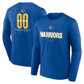 Golden State Warriors Center Court Name & Number Custom Long Sleeve T-Shirt Royal