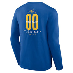Golden State Warriors Center Court Name & Number Custom Long Sleeve T-Shirt Royal
