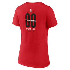 Houston Rockets Women's Center Court Name & Number Custom V-Neck T-Shirt Red