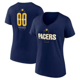 Indiana Pacers Women's Center Court Name & Number Custom V-Neck T-Shirt Navy