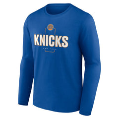 New York Knicks Center Court Name & Number Custom Long Sleeve T-Shirt Blue