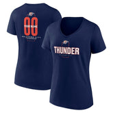 Oklahoma City Thunder Women's Center Court Name & Number Custom V-Neck T-Shirt Navy