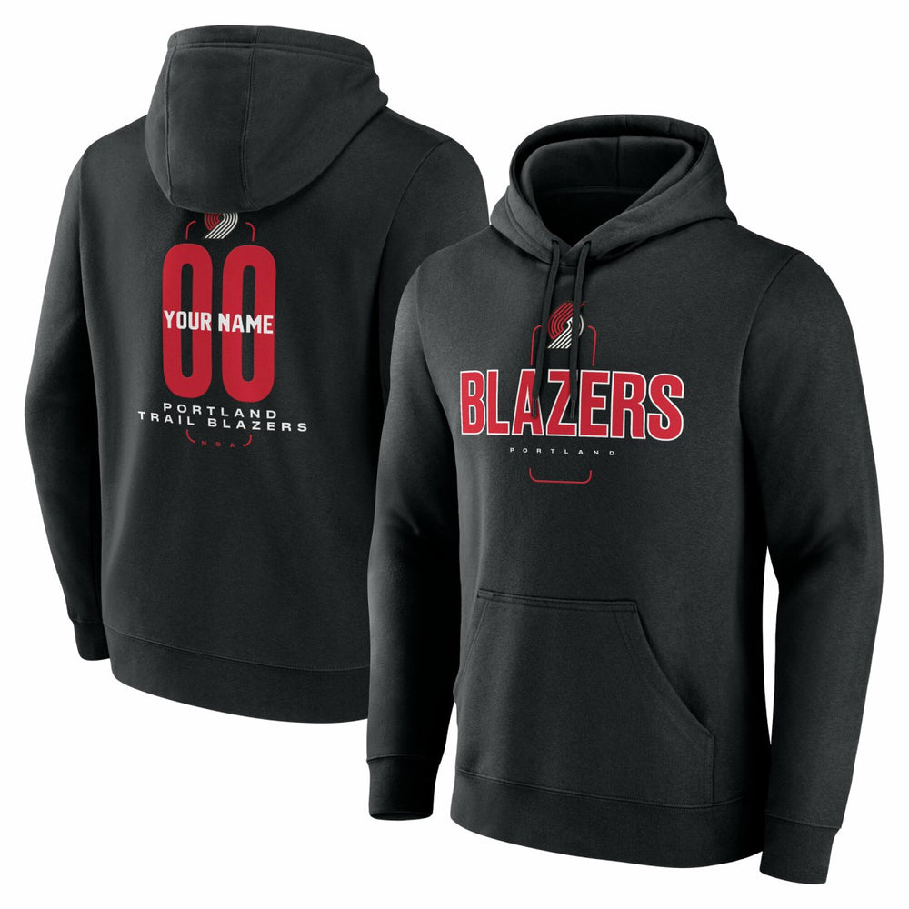Portland Trail Blazers Center Court Name & Number Custom Hoodie Black