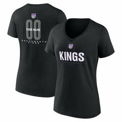 Sacramento Kings Women's Center Court Name & Number Custom V-Neck T-Shirt Black