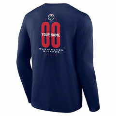Washington Wizards Center Court Name & Number Custom Long Sleeve T-Shirt Navy