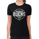 Milwaukee Bucks G-III 4Her by Carl Banks Women's Super-Slim Lightweight Pinstripe Circle Graphic T-Shirt Black