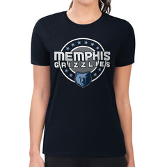 Memphis Grizzlies G-III 4Her by Carl Banks Women's Super-Slim Lightweight Pinstripe Circle Graphic T-Shirt Navy