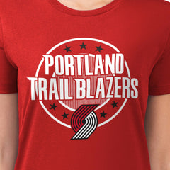 Portland Trail Blazers G-III 4Her by Carl Banks Women's Super-Slim Lightweight Pinstripe Circle Graphic T-Shirt Red