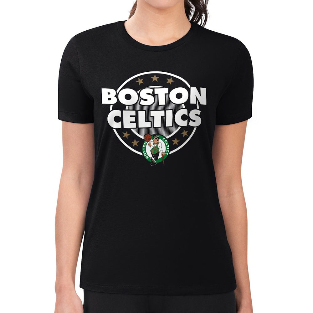 Boston Celtics G-III 4Her by Carl Banks Women's Super-Slim Lightweight Pinstripe Circle Graphic T-Shirt Black