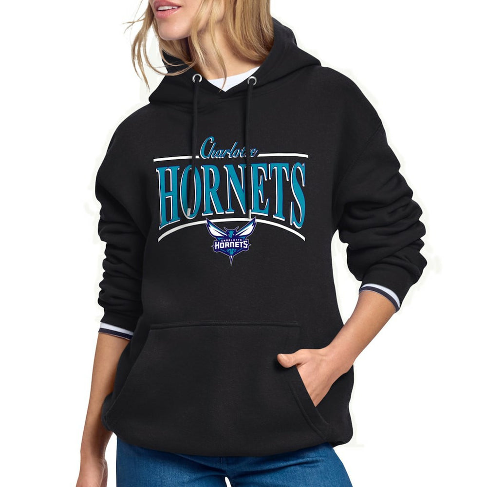 Charlotte Hornets Starter Women's Arch Stripe Fleece Hoodie Black