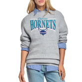 Charlotte Hornets Starter Women's Arch Stripe Fleece Crewneck Sweatshirt Gray