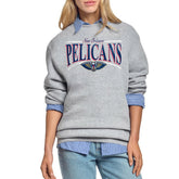 New Orleans Pelicans Starter Women's Arch Stripe Fleece Crewneck Sweatshirt Gray