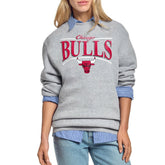 Chicago Bulls Starter Women's Arch Stripe Fleece Crewneck Sweatshirt Gray