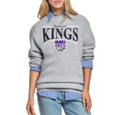 Sacramento Kings Starter Women's Arch Stripe Fleece Crewneck Sweatshirt Gray