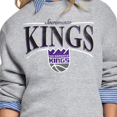 Sacramento Kings Starter Women's Arch Stripe Fleece Crewneck Sweatshirt Gray