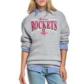 Houston Rockets Starter Women's Arch Stripe Fleece Crewneck Sweatshirt Gray