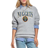Denver Nuggets Starter Women's Arch Stripe Fleece Crewneck Sweatshirt Gray