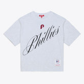 Philadelphia Phillies Mitchell & Ness Women's Script Cropped Boxy T-Shirt - Heather Gray T-shirts