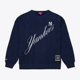 New York Yankees Mitchell & Ness Women's Script Sweatshirt - Navy Sweatshirts
