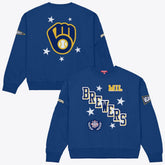 Milwaukee Brewers Mitchell & Ness Women's Pep Rally Sweatshirt - Royal Sweatshirts