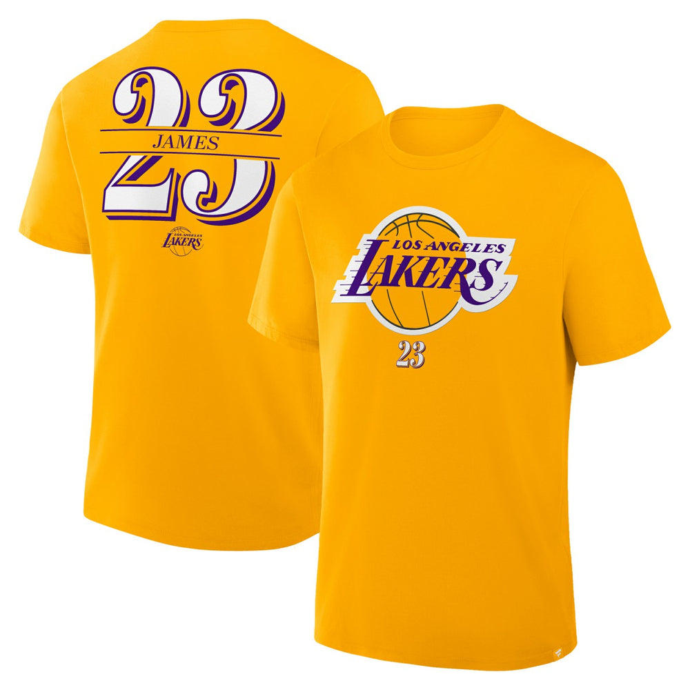 LeBron James Los Angeles Lakers In The Paint Name & Number T-Shirt Gold
