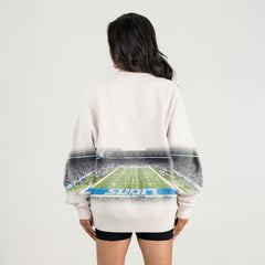 Detroit Lions Gameday Couture Women's Power Move Stadium Premium Drop Shoulder Sweatshirt Natural