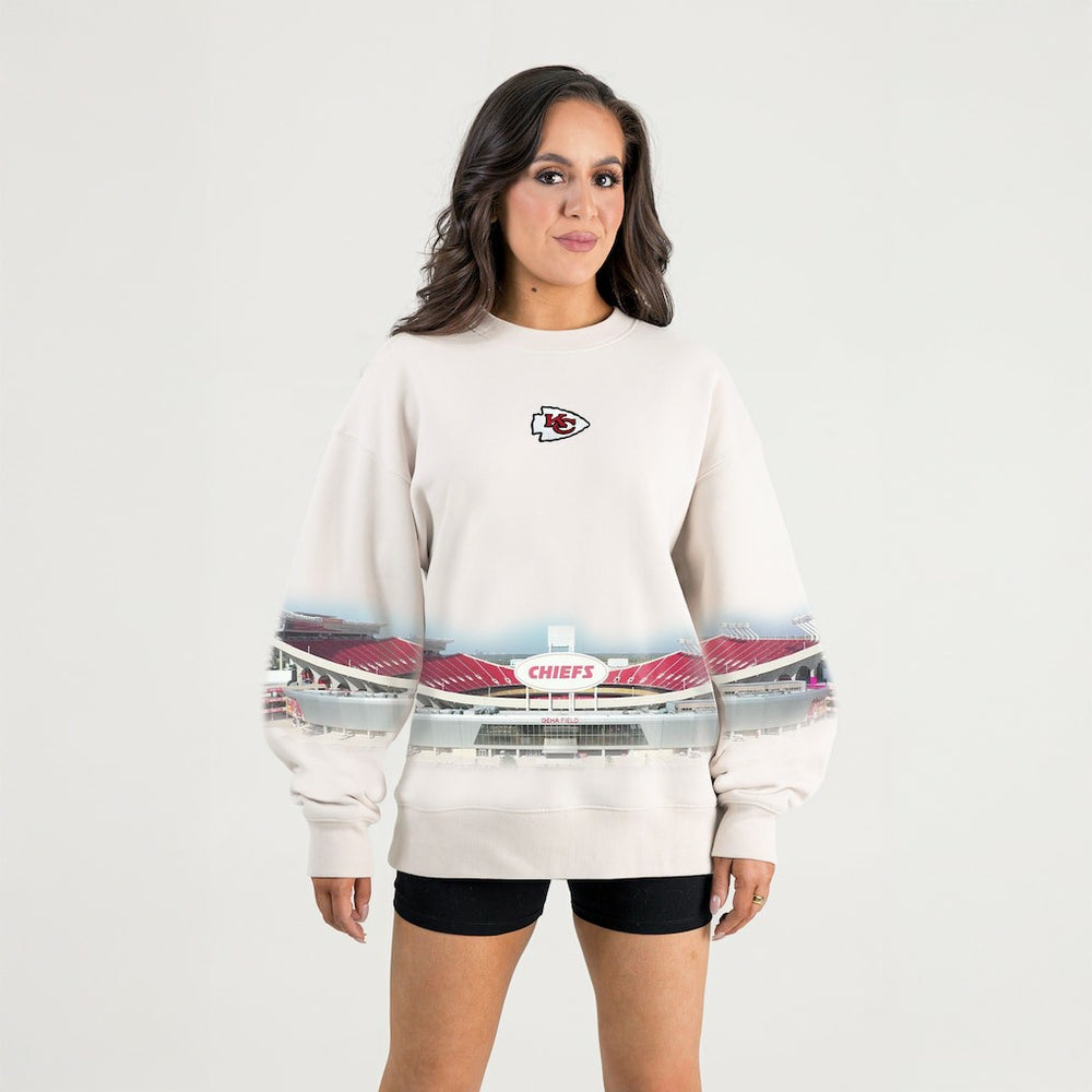 Kansas City Chiefs Gameday Couture Women's Power Move Stadium Premium Drop Shoulder Sweatshirt Natural