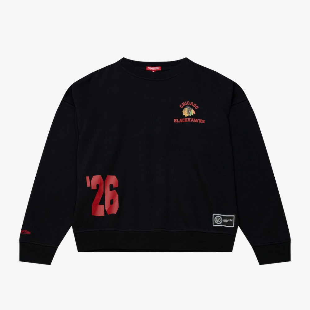NHL Chicago Blackhawks Mitchell & Ness Women's Crewneck Sweatshirt - Black