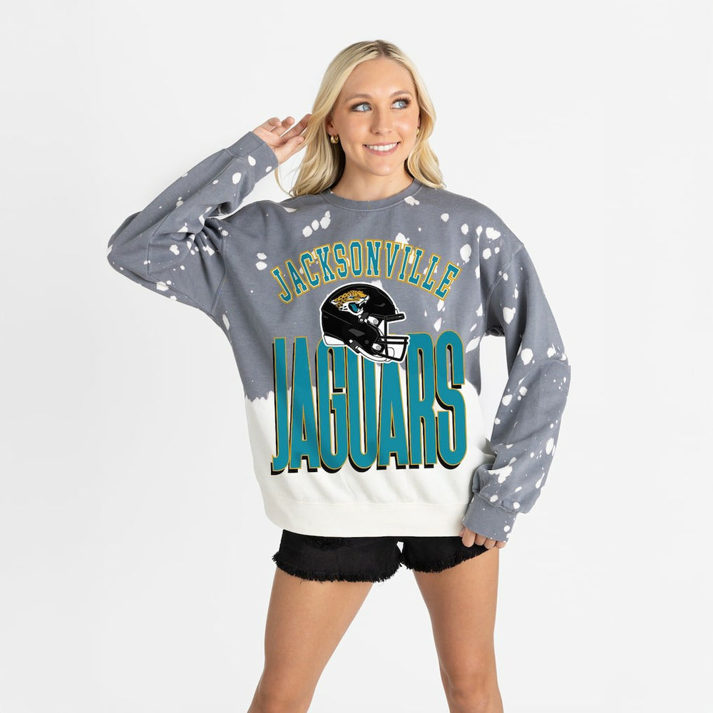 Jacksonville Jaguars Gameday Couture Women's Arch Rivals Faded Wash Sweatshirt Gray