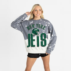 New York Jets Gameday Couture Women's Arch Rivals Faded Wash Sweatshirt Gray